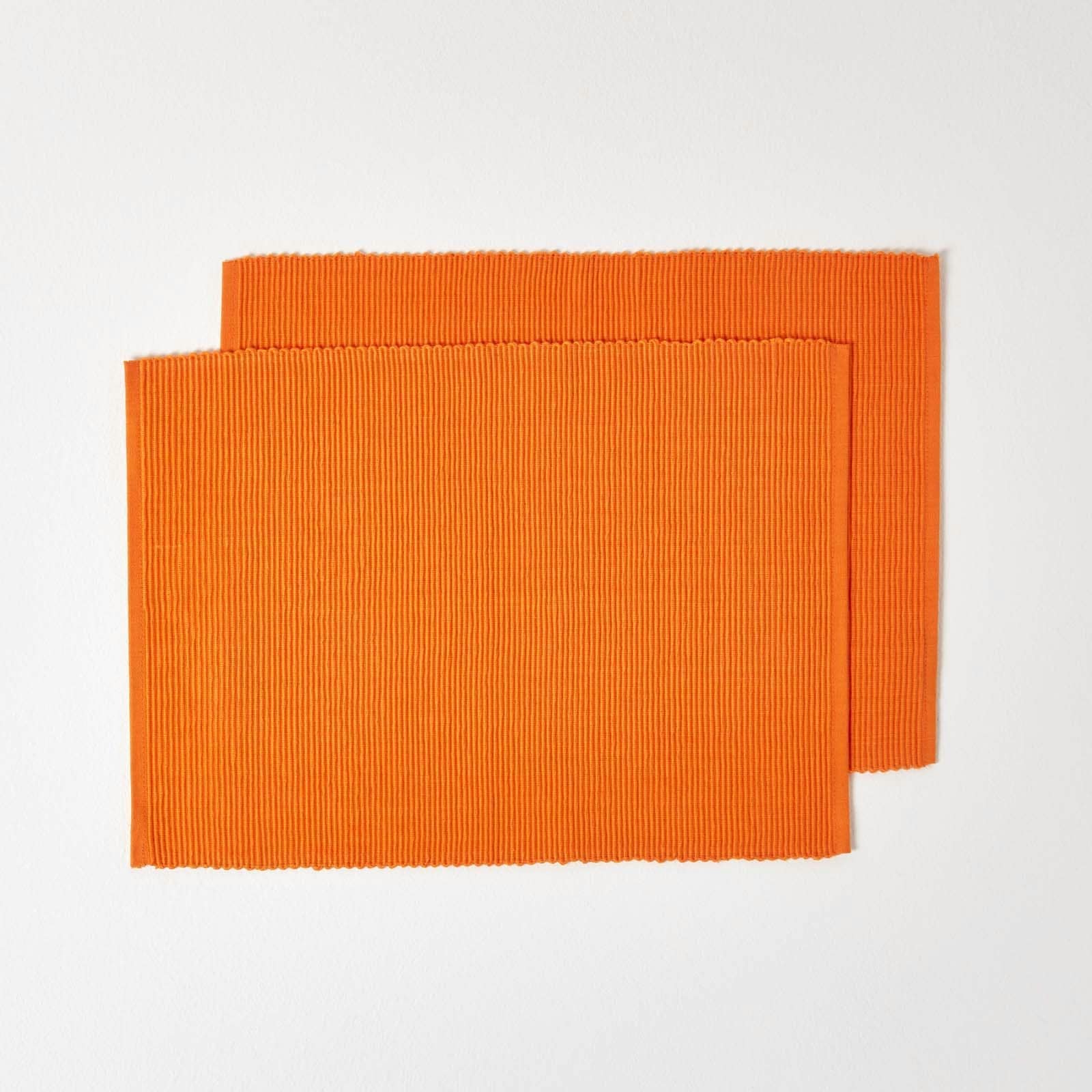 Homescapes Cotton Plain Orange Pack of 2 Placemats Orange One Size 2