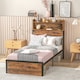image 1 of HOMCOM 3.1FT Single Bed Frame with Storage Headboard and Under Bed Storage
