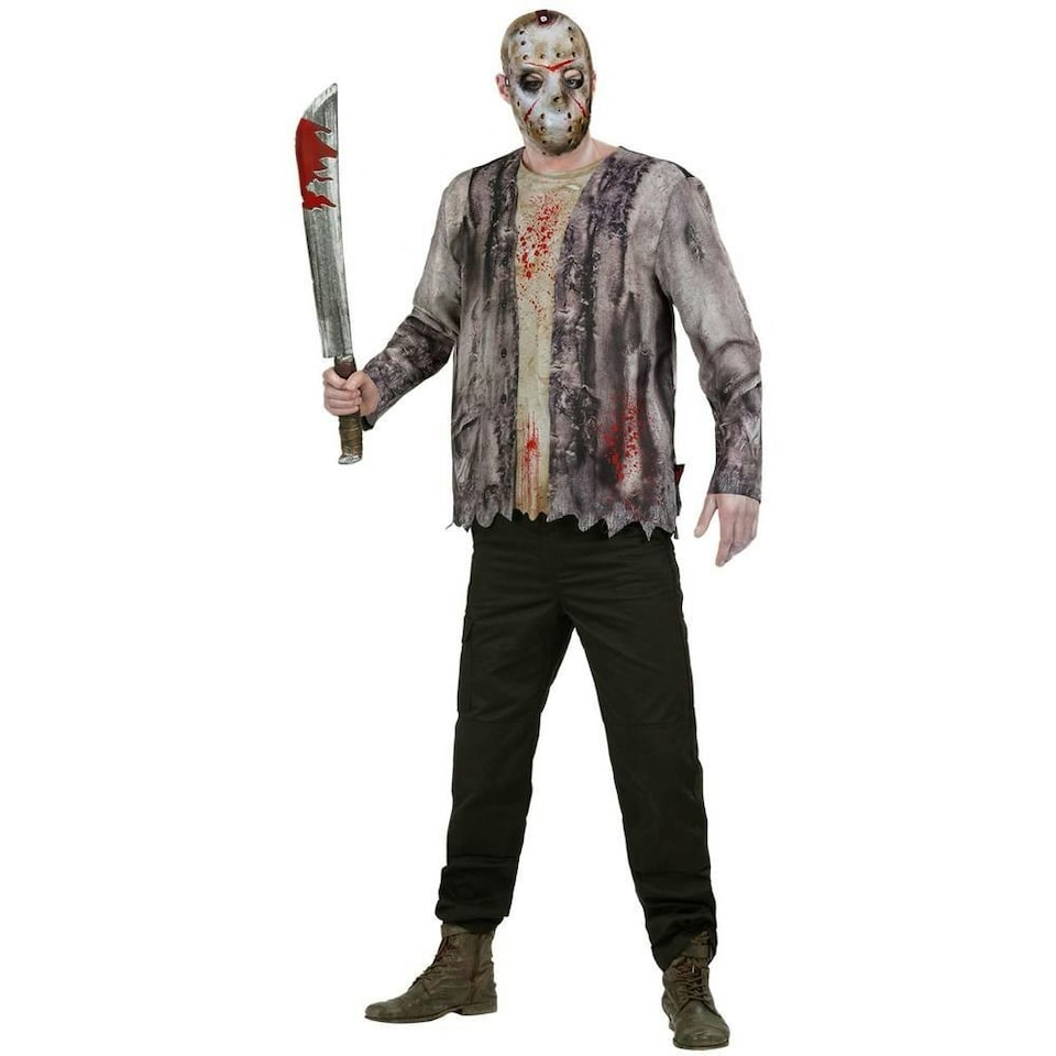 image 1 of Friday The 13th Mens Jason Voorhees Costume - Black/White/Grey - M M