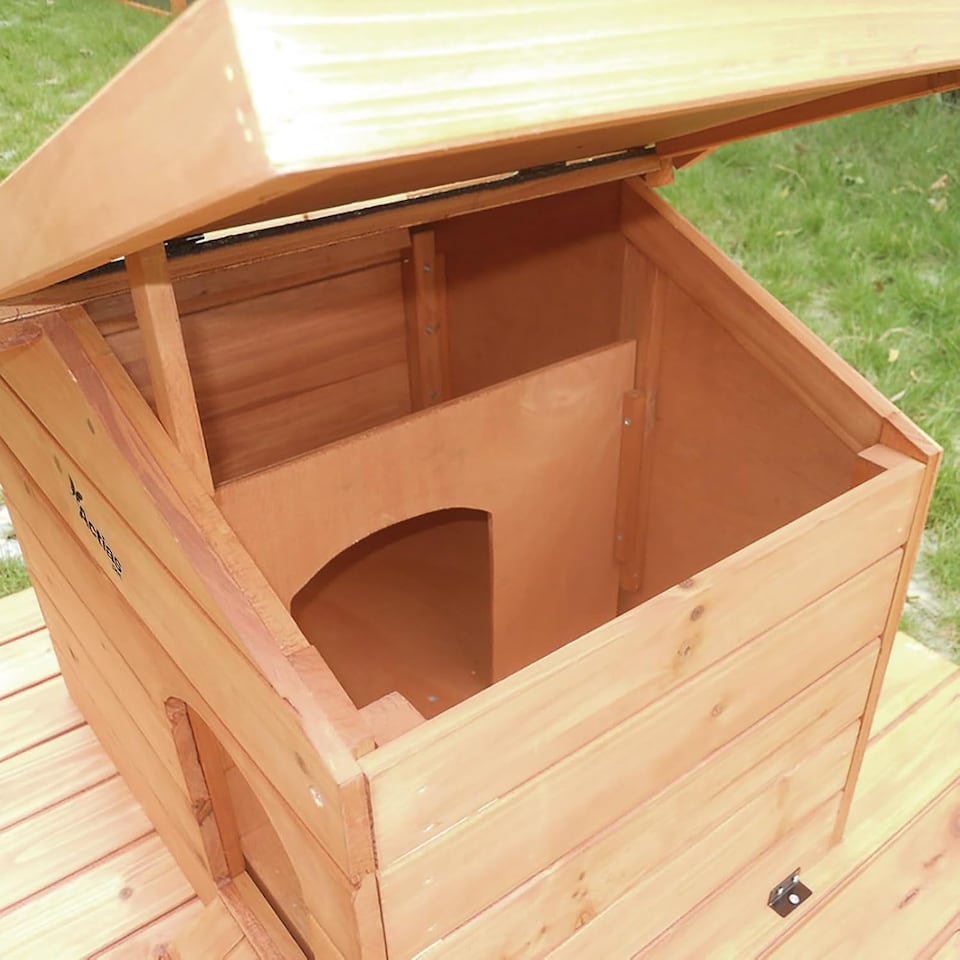 image 1 of Actiaspet Floating Wooden Duck House with Nesting Area | Weatherproof Outdoor Shelter