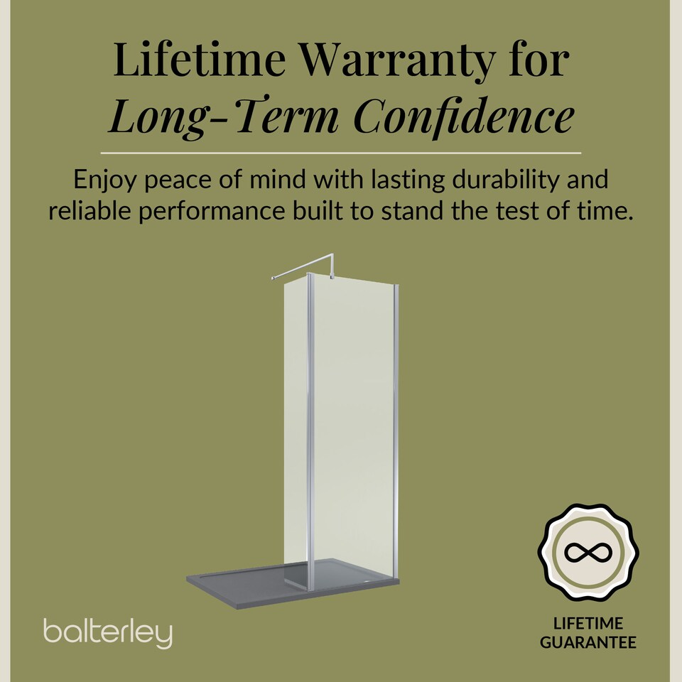 image 1 of 8mm Glass Wetroom Screen and Return Chrome and Grey Tray 1200 x 800mm | Silver | Chrome