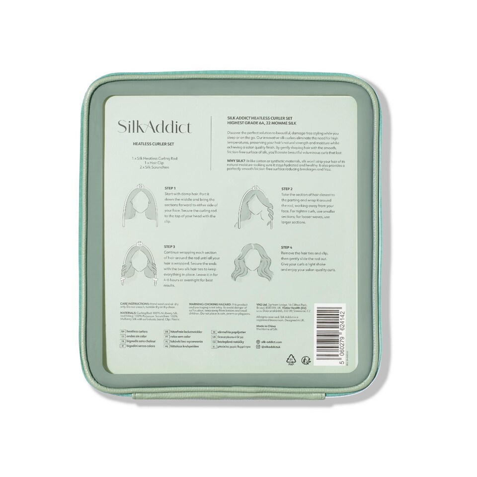 image 1 of Silk Addict 100% Mulberry Silk Heatless Curlers Set - Olive Green