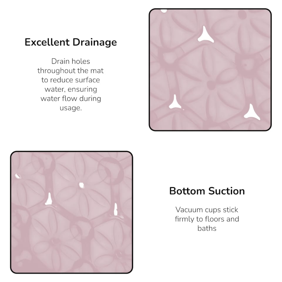 image 1 of Laguna Anti Slip Pink PVC Bath Mat 68cm x 37cm | Pink | Pink | 1