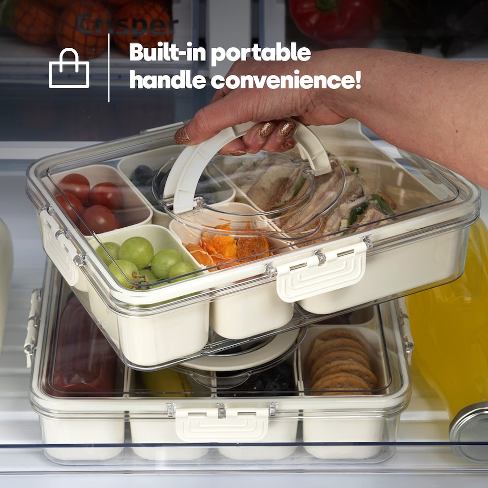 image 1 of Snack Box with 5 Removable Trays Snap Lock Airtight Lid