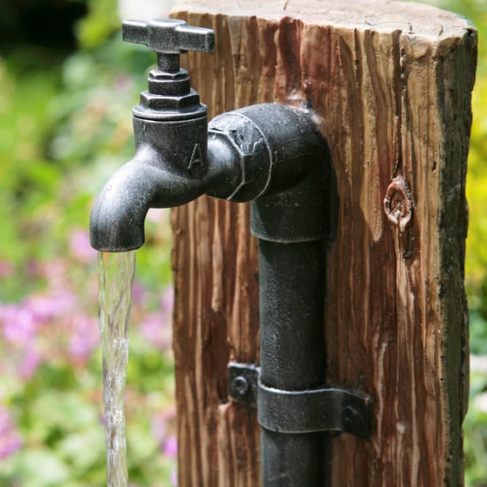 image 1 of Iron Tap, Bucket & Barrel Cascading Water Feature H62cm