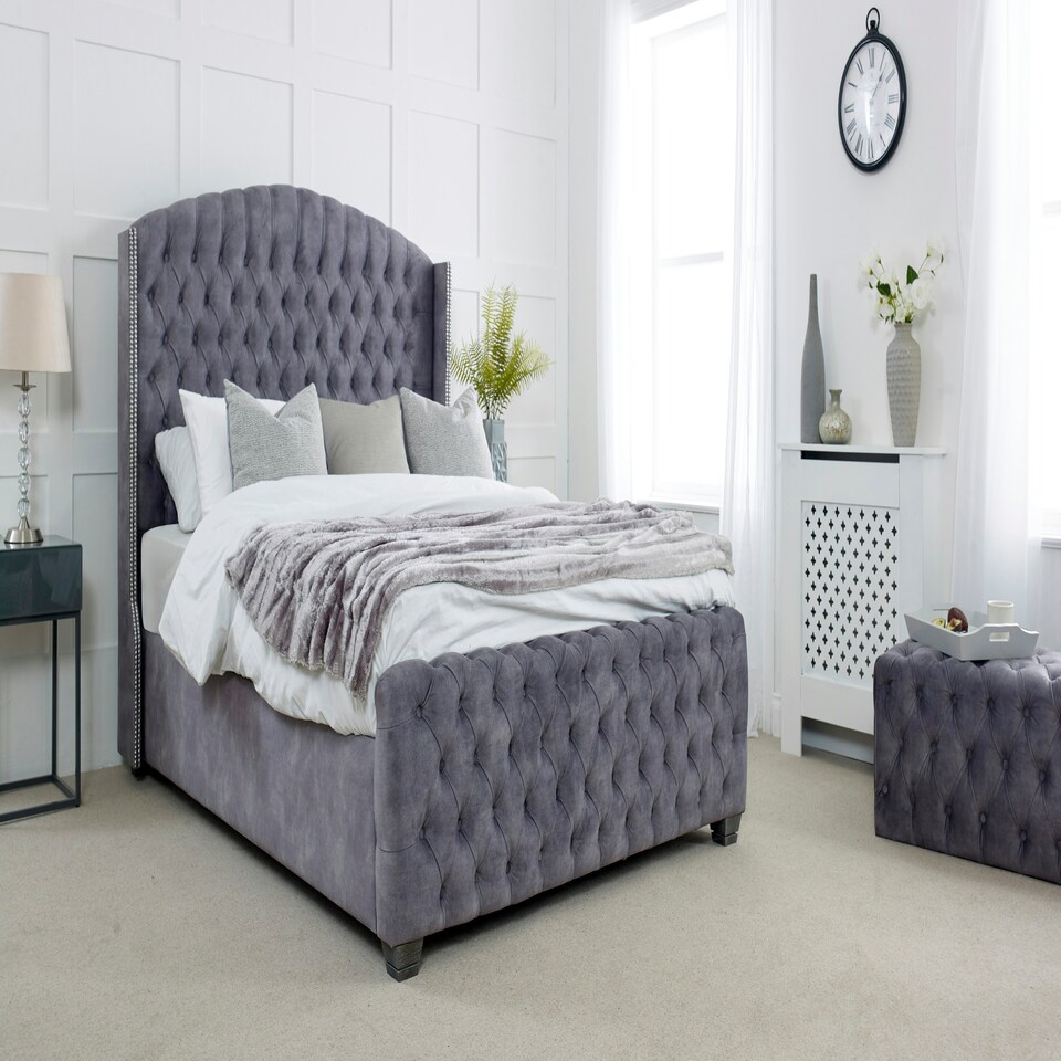image 1 of Richmond Plush King Bed Frame - Grey