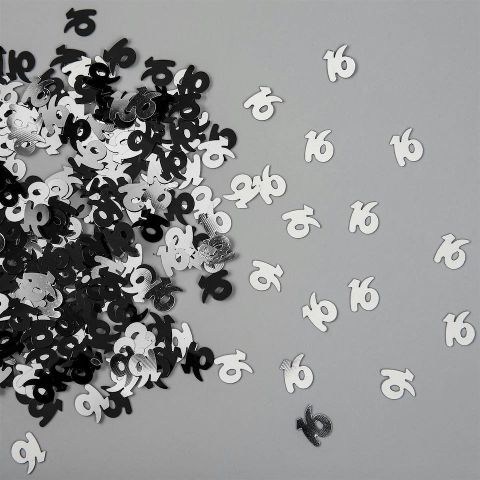 image 1 of 4x 14g Black-Silver 16th Birthday Confetti