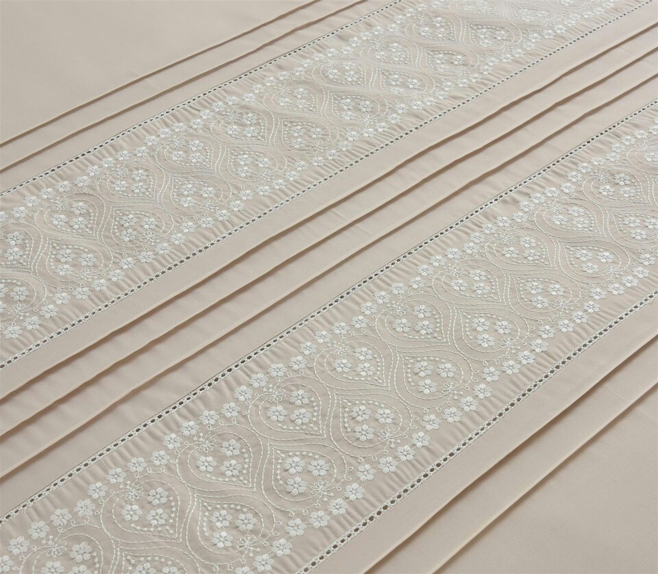 image 1 of Lottie Natural Duvet Cover Set | Cream | Super King