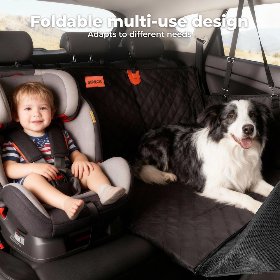 image 1 of Skylos Waterproof Fabric Dog Car Seat Cover Back Seat Hammock Safety Protector