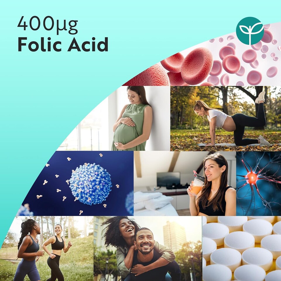 image 1 of Nutravita Folic Acid Tablets 400 mcg - Pregnancy Care - Normal Function of Immune System & Maternal Tissue Growth - 400 Vegan Vitamin B9 Tablets
