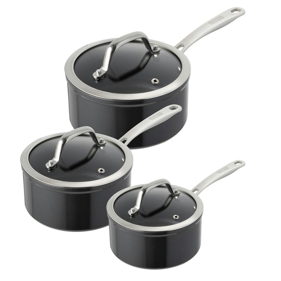 image 1 of Easy Pro 3PC Saucepan Set Black