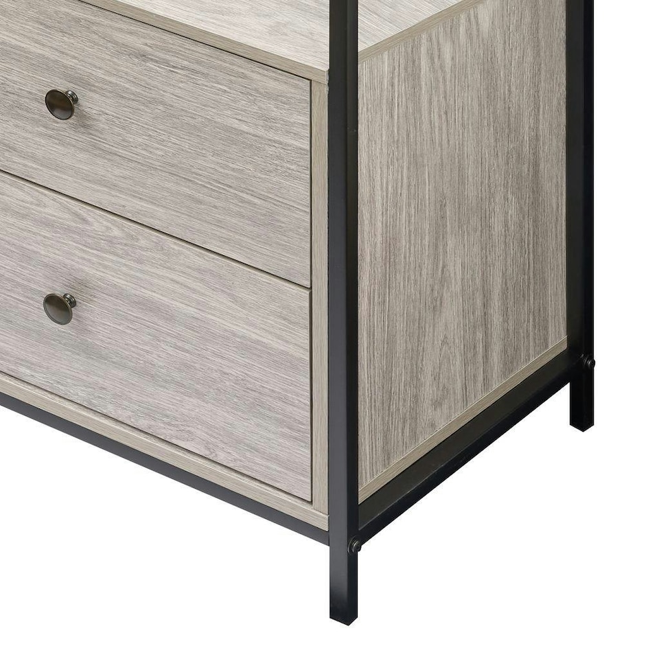 image 1 of Alva Open Wardrobe with 2 Drawers Grey | Grey Oak