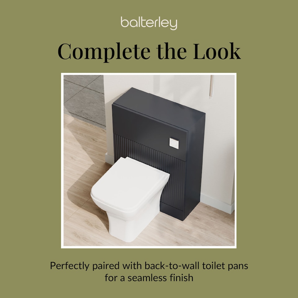 image 1 of Contemporary Fluted 500mm Floor Standing WC Unit, Dark Grey | Grey | Satin Soft Black | 253 x 500 x 810mm