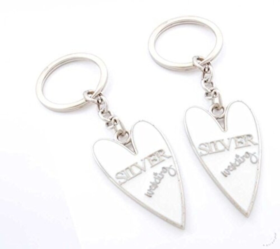 image 1 of Wendy Jones Blackett Designer Silver anniversary Set of 2 Keyrings
