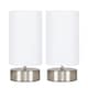 image 1 of ValueLights Pair Francis Chrome Touch Table Lamp White Shades | Silver