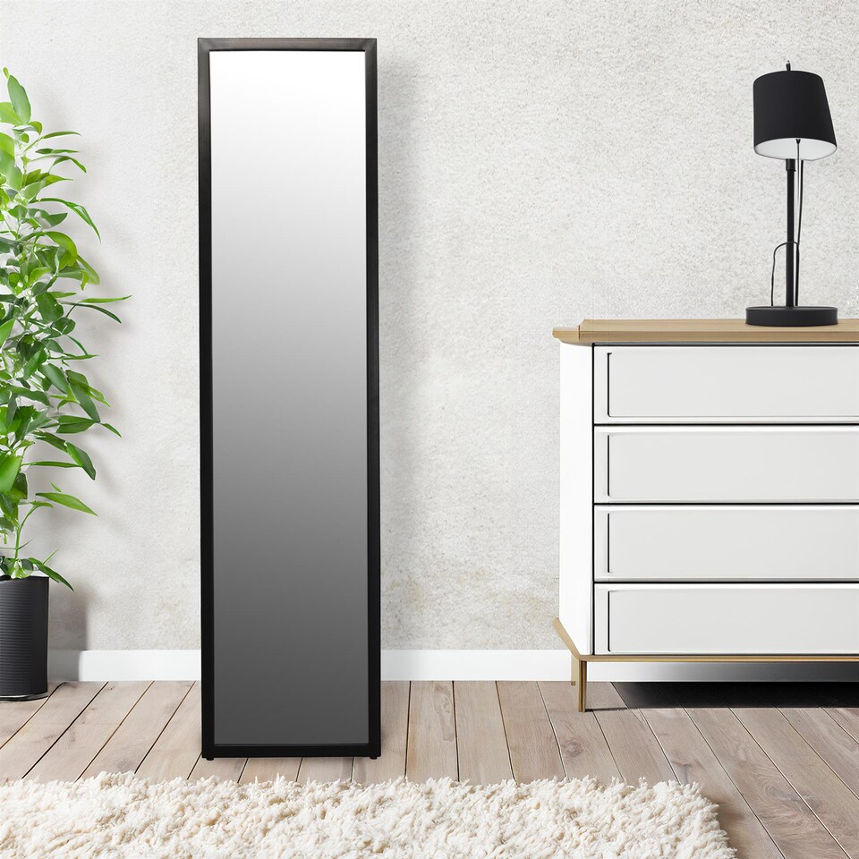 image 1 of Harbour Housewares Square Full-Length Mirror - 137cm x 35.5cm - Black | Black | Black