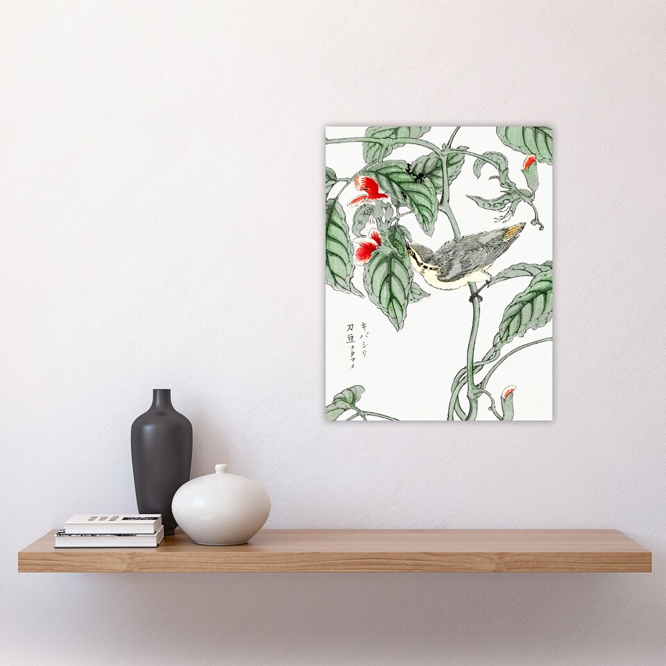 image 1 of Tree Creeper Pea Japanese Vintage Japan Wall Art Print Kashu 12x16"