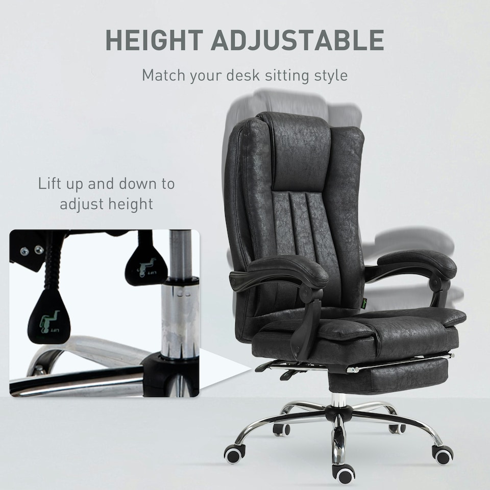 image 1 of Vinsetto Executive Office Chair Computer Desk Chair for Home w/ Footrest, Black