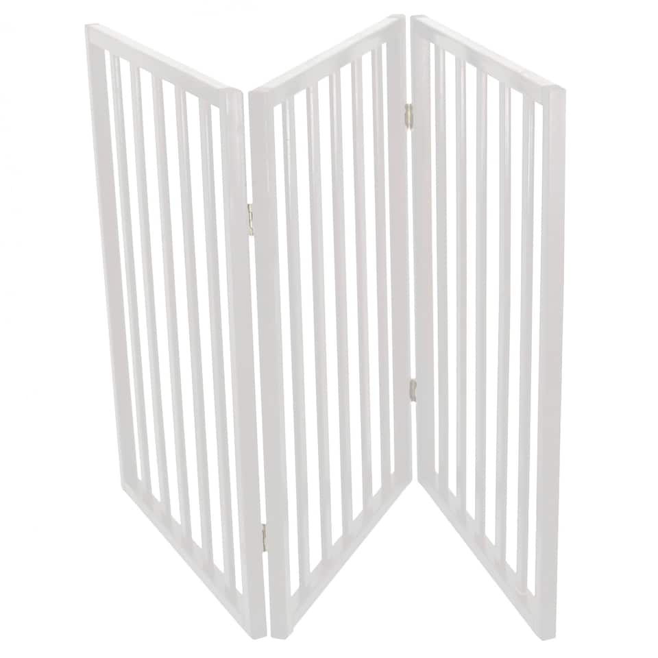image 1 of White Dog Safety Folding Wooden Pet Gate Portable Indoor Barrier