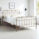 image 2 of Camden Victorian Hospital Style Distressed Antique Brass Effect Metal Bed Frame | Bronze | Antique Brass | Small Double