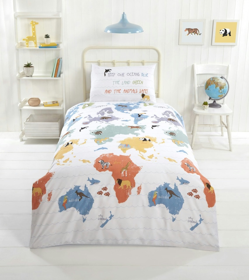 image 1 of PH My World Polycotton Reversible Duvet Cover Set With Pillowcase | Multi | Single | 1