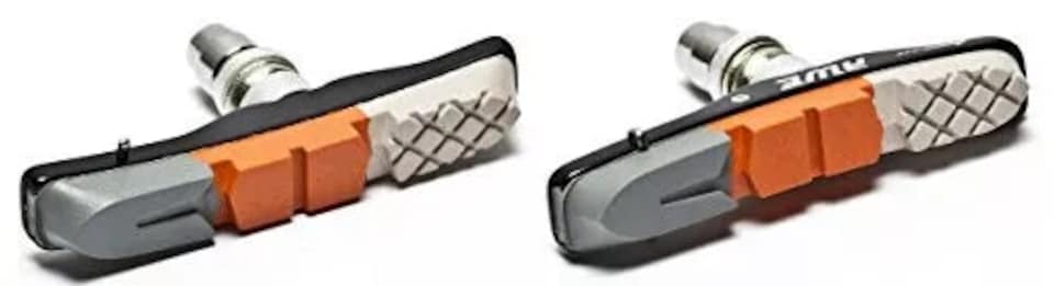 image 1 of AWE Set x 2 Triple V Brake Blocks/Pads Alloy Cassette Grey/Orange/White 72mm SPARE PADS