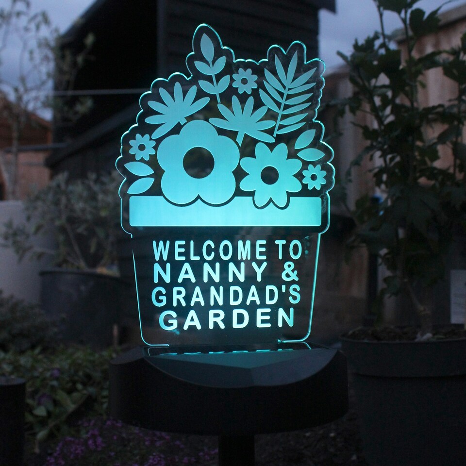 image 1 of Personalised Plant Pot Outdoor Solar Light