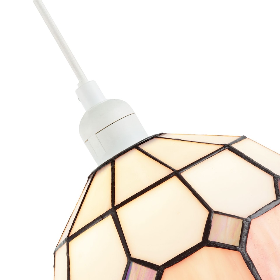 image 1 of Traditional Soft Pink and Opal White Tiffany Glass Pendant Light Shade | Pink | Pink | 1