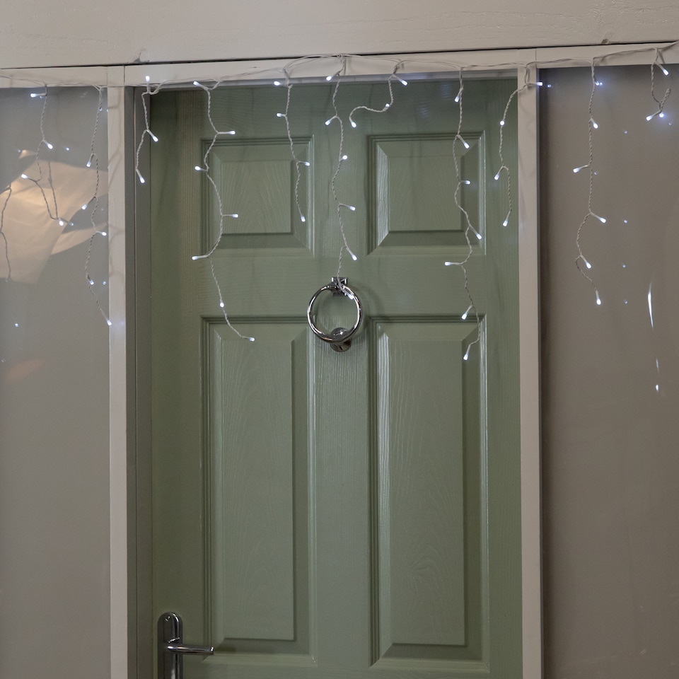 image 1 of 25m 1000 White LED Frosted Icicle Indoor Outdoor Christmas Lights with Timer