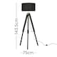 image 2 of ValueLights Black Wood And Silver Chrome Tripod Floor Lamp With Black Gold Drum Shade
