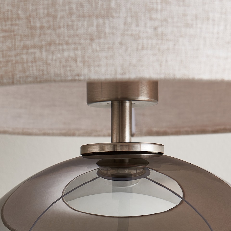 image 1 of Set of 2 Lola - Smoke Mirror Dimpled Glass 43cm Table Lamps