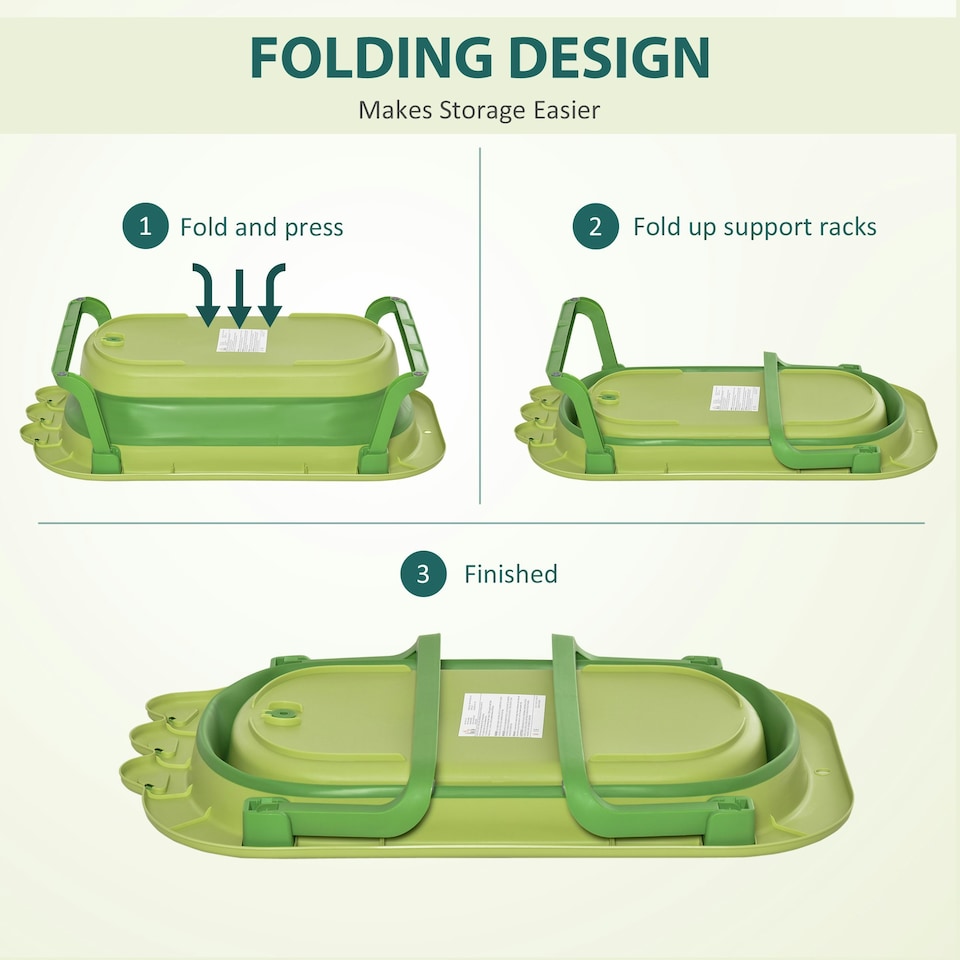 image 1 of HOMCOM Baby Bath Tub for Toddler Foldable w/ Baby Cushion for 0-3 Years Green