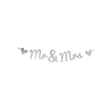 Apac Mr & Mrs Glitter Wedding Bunting - Silver - One Size