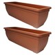 image 3 of 1 x Terracotta 60cm Rectangular Winchester Trough Bell Pot Planter Perfect For Showcasing Flowers & Plants Brown