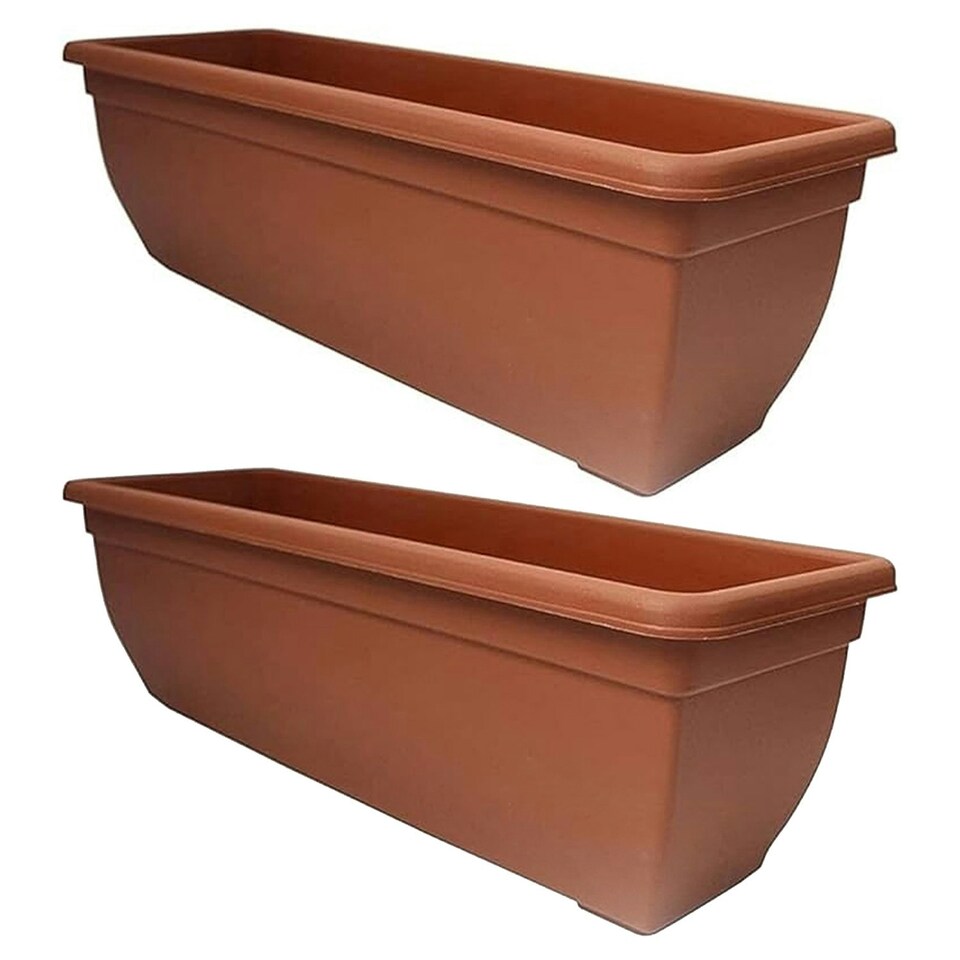 image 1 of 1 x Terracotta 60cm Rectangular Winchester Trough Bell Pot Planter Perfect For Showcasing Flowers & Plants Brown