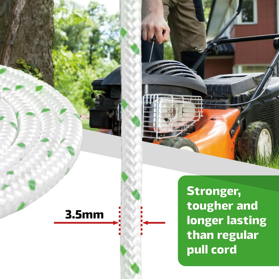image 1 of SPARES2GO Pull Cord 3.5mm x 100m Starter Rope Recoil Lawnmower Chainsaw Strimmer Blower