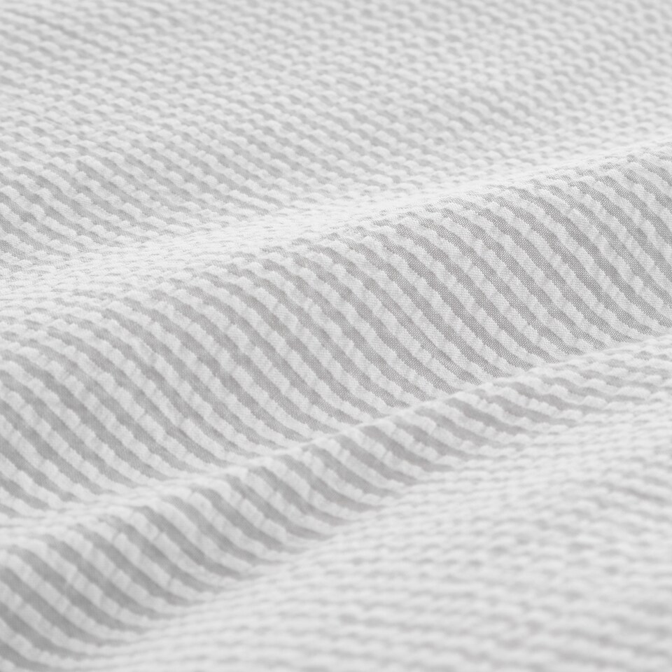 image 1 of Bianca Seersucker Woven Stripe 180 Thread Count Cotton Duvet Cover Set | Grey | Double