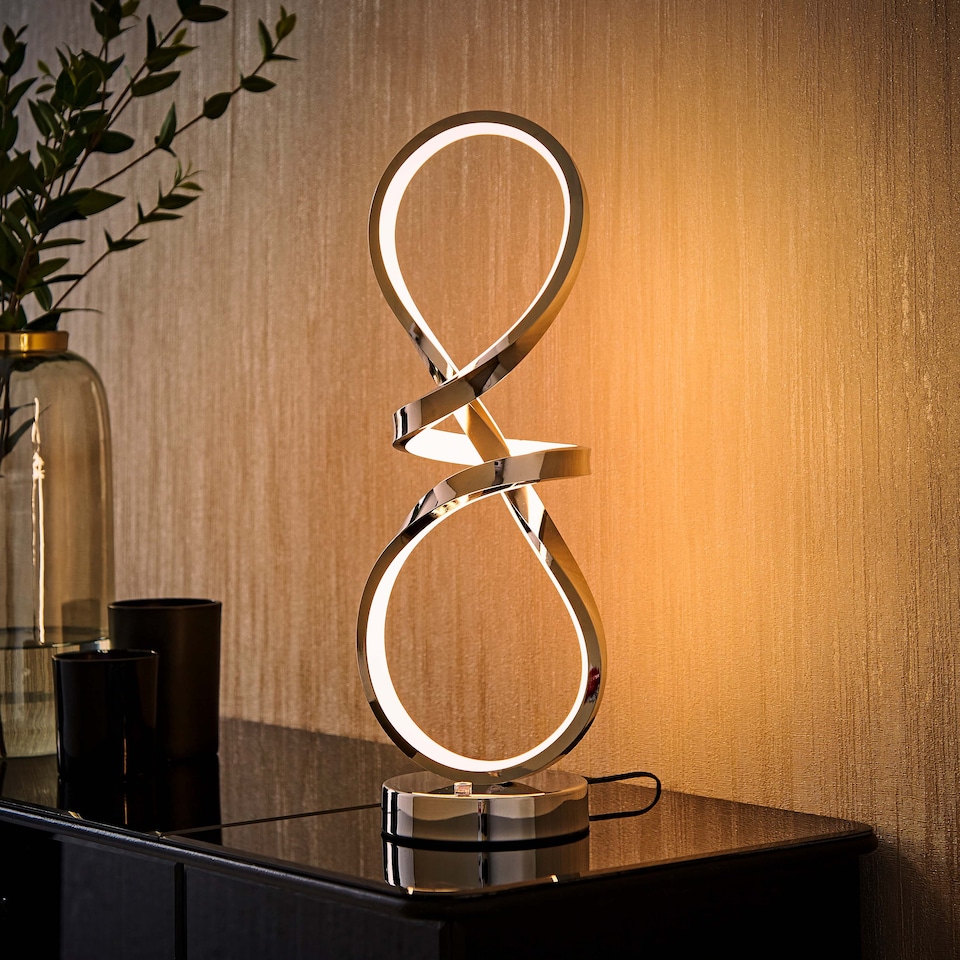 image 1 of ValueLights Infinity Swirl Integrated LED Touch Dimmer Table Lamp | Silver