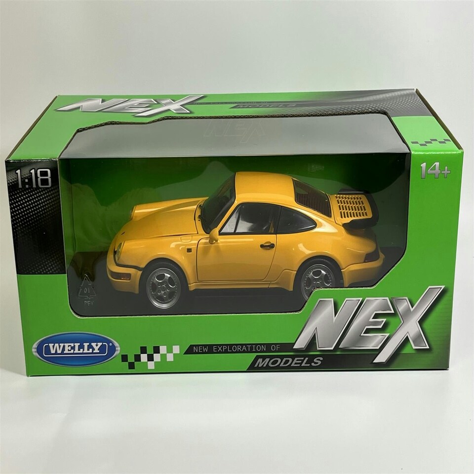 image 1 of 1989 Porsche 964 Turbo Yellow 1:18 Scale Welly 18026y