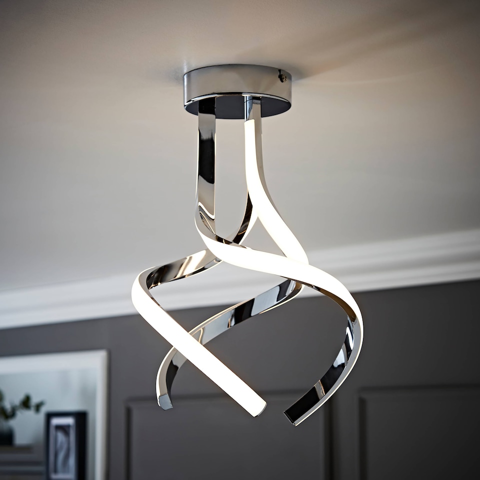 image 1 of ValueLights Infinity Chrome Twirl Integrated LED Ceiling Light | Chrome