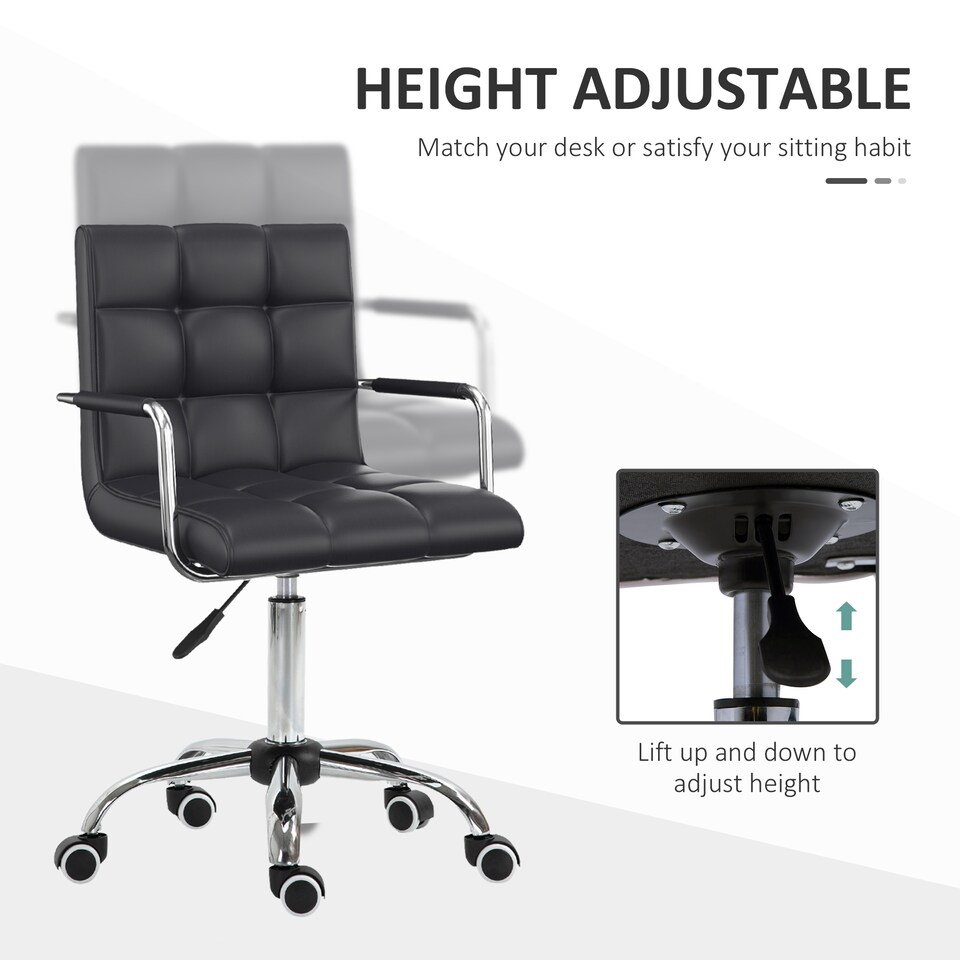image 1 of Vinsetto Mid Back Home Office Chair Swivel Computer Chair with Armrests, Black