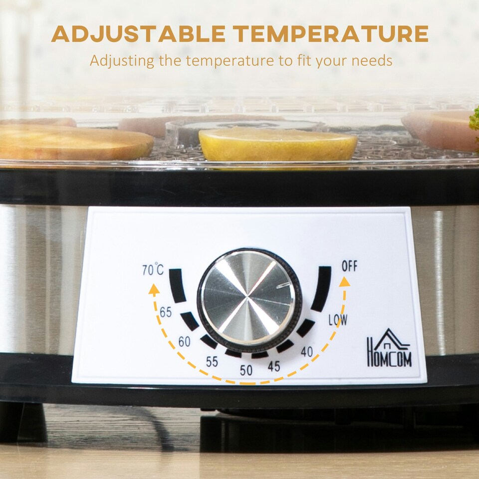 image 1 of HOMCOM 5 Tier Food Dehydrator, 250W for Fruit, Meat, Vegetable, LCD Display