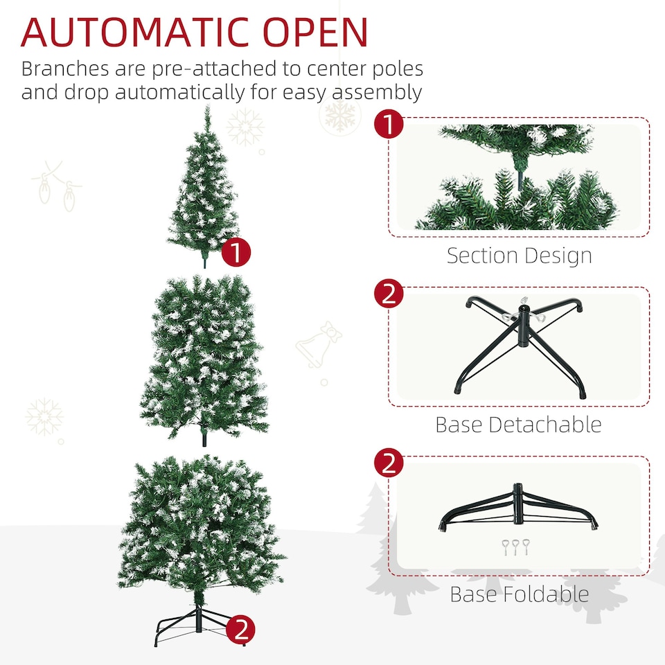 image 1 of HOMCOM 7FT Prelit Artificial Xmas Tree Holiday Décor w/ 350 Colourful LED Light