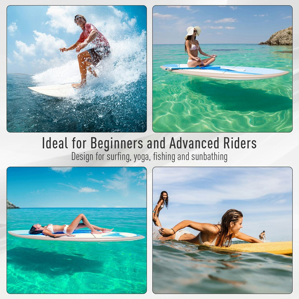image 1 of HOMCOM 10ft Inflatable Surfing Board W/ Paddle, Fix Bag, Air Pump, Fin, Backpack Green