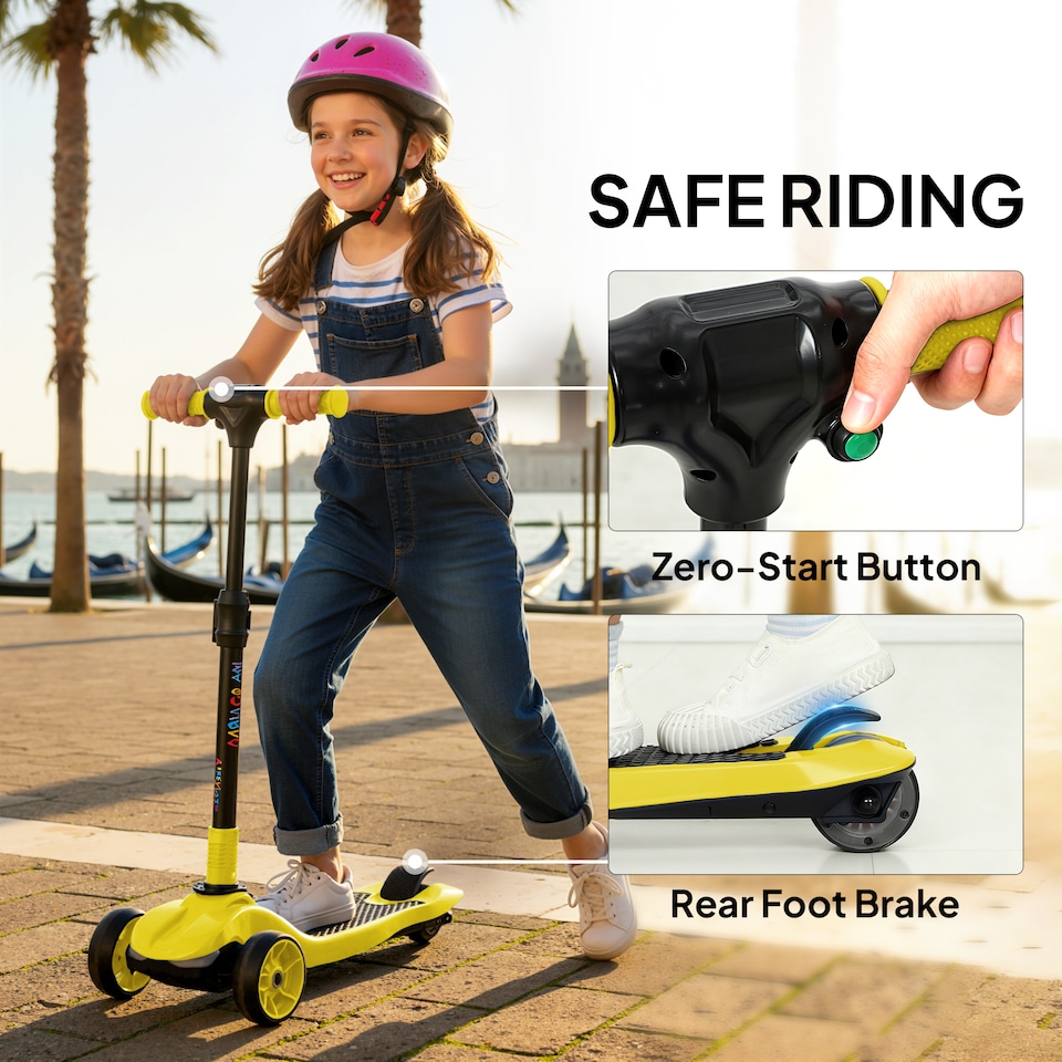 image 1 of AIYAPLAY Electric Scooter for Age 6-10, 3 Wheel Foldable Kids Scooter | Yellow