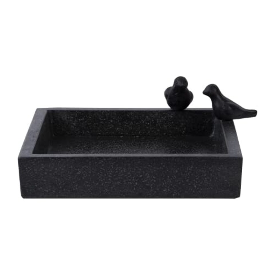image 1 of Bird Bath & Feeding Bowl Square Black Terrazzo