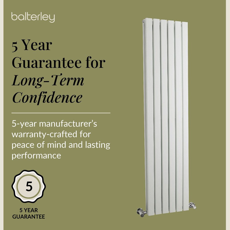 image 1 of Lucia Square Vertical Double Panel Radiator, 1500 x 354mm, Satin White | White | Satin White | 1