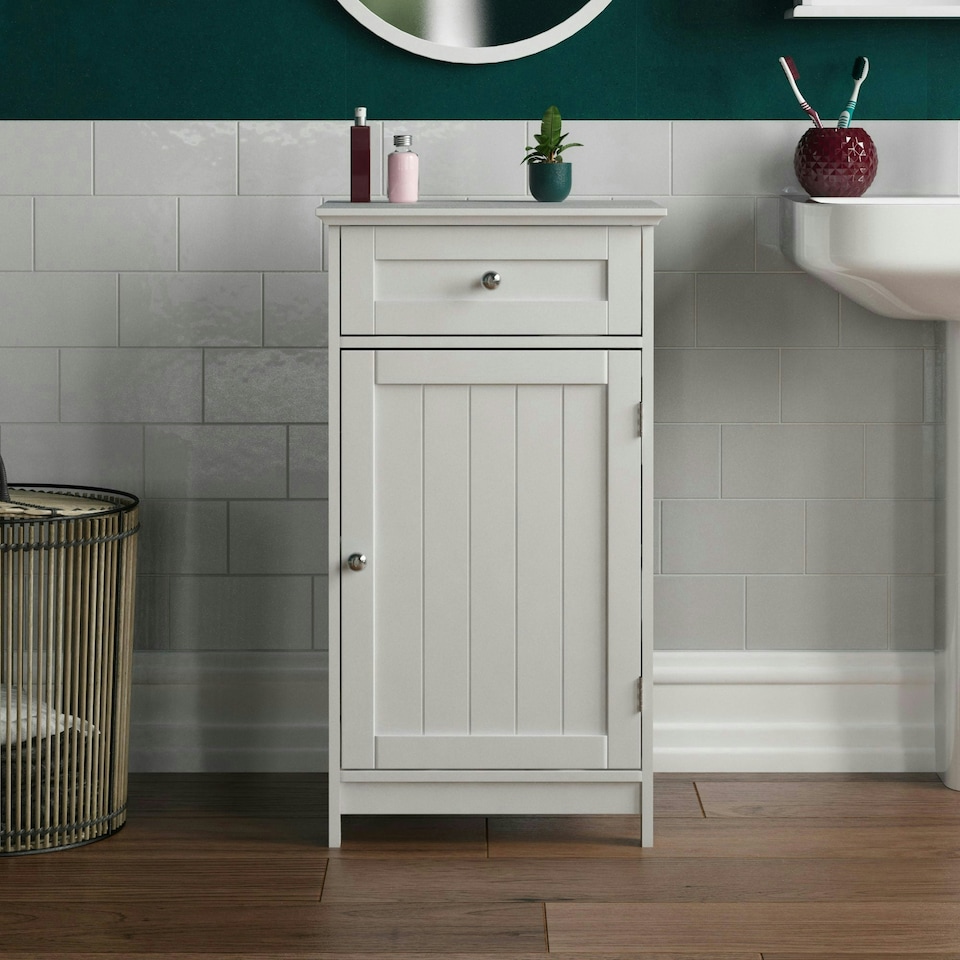 image 1 of Bath Vida Priano 1 Door 1 Drawer Freestanding Bathroom Storage Cabinet, White