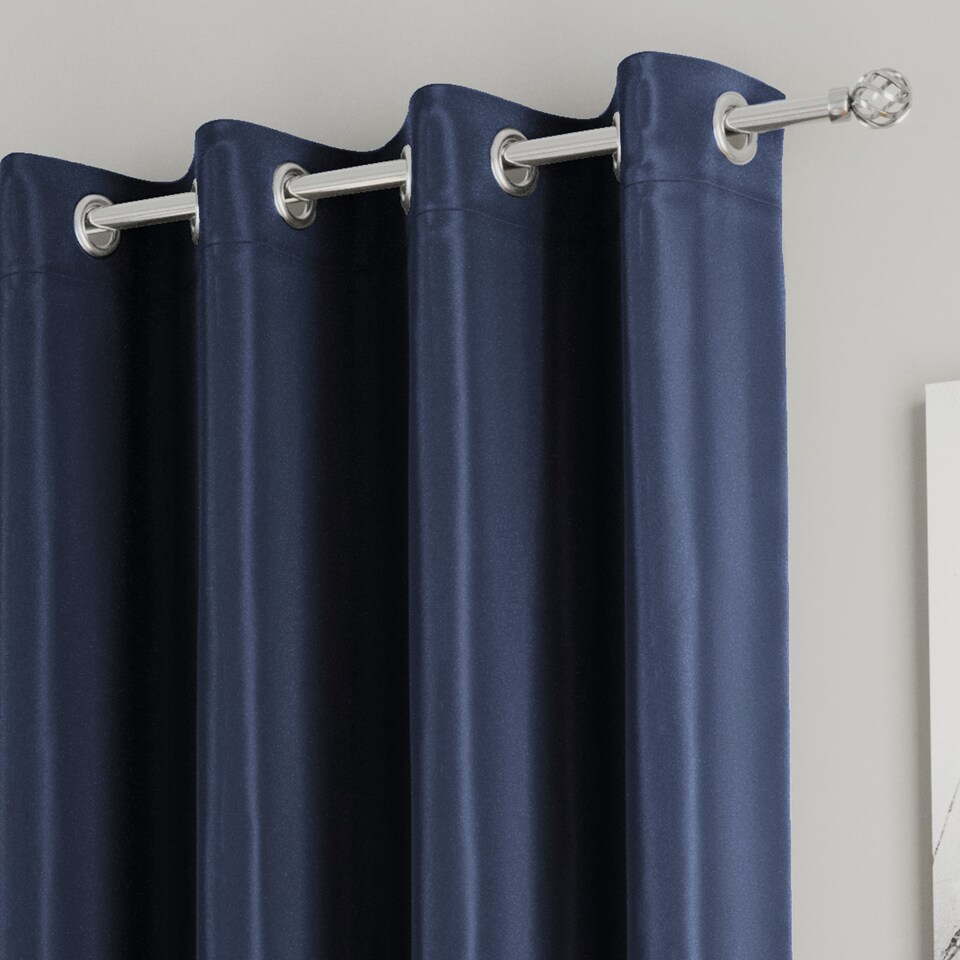 image 1 of Enhanced Living Nightfall Plain Supersoft Navy Thermal Blockout Eyelet Curtains (PAIR) - 66 x 72 inch (168 x 183cm) | Blue | Navy | 2
