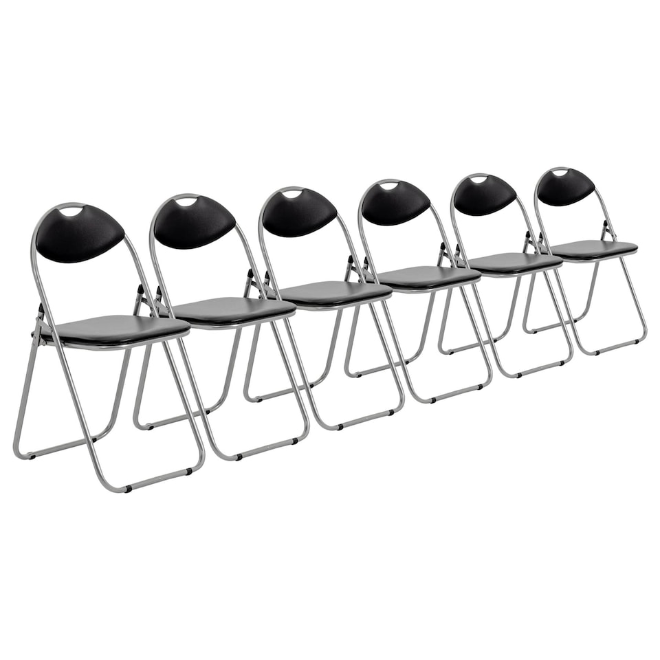 image 1 of Harbour Housewares Harbour Housewares Padded Folding Chairs - 44cm - Black/Silver - Pack of 6 | Black | Black